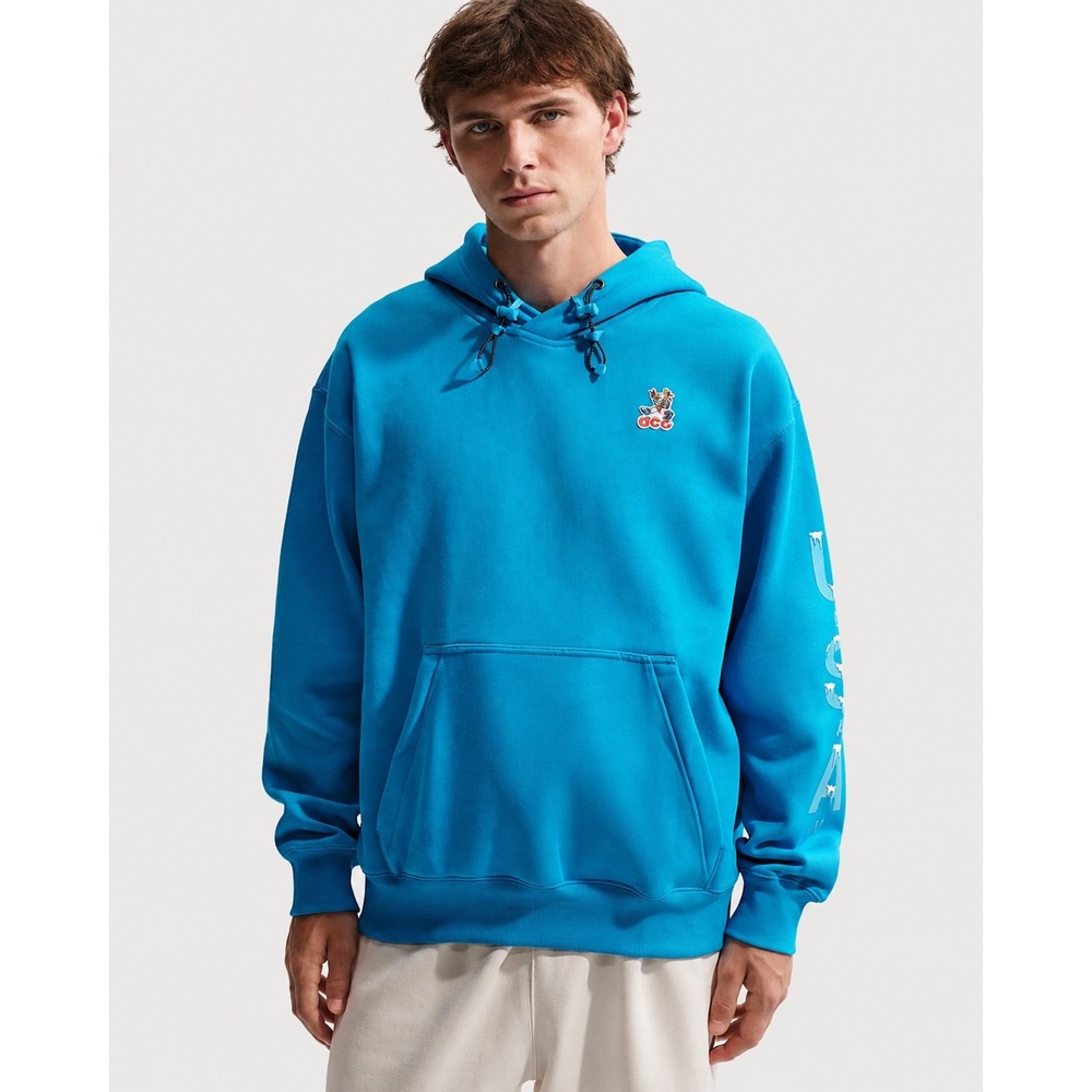 Nike ACG USA Mens Hoodie Therma-FIT Blue Graphic Pullover HQ5729-469 Large NWT